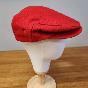 Vintage Backtrails by Dobbs Wool Newsboy Flat Cap Hat in Red